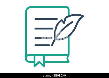 Quill-Symbol. Liniensymbolstil. Symbol für Recht und Gerechtigkeit. Vektorillustration für Regelelemente Stock Vektor