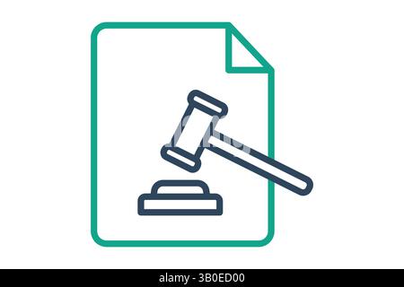 Symbol „Prozess“. Liniensymbolstil. Symbol für Recht und Gerechtigkeit. Vektorillustration für Regelelemente Stock Vektor