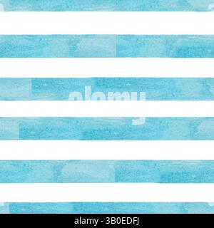 Blaue Streifen auf weißem Hintergrund. Weicher, handbemalter Look. Ideal zum Einpacken von Papier, Stoffmustern, Partydekor oder verspielten Hintergründen i Stockfoto