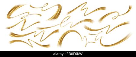 Elegante goldene Strudel und Linien. Eine Kollektion eleganter, fließender goldener Linien und Wirbel auf weißem Hintergrund. Vektorabbildung Stock Vektor