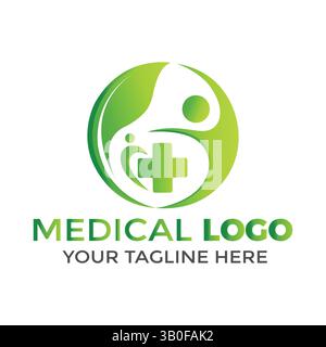 Professionelles medizinisches Logo-Design für Kliniken, Krankenhäuser & Health Services Branding. Vektor Stock Vektor