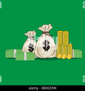 Vektor-Illustration von Geldbeutel, reiche Leute Stock Vektor