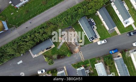 4K-Luftaufnahme in den Wirral-Gebieten von Birkenhead, Wallasey, New Brighton, West Kirby, Arrowe und Oxton. Stockfoto