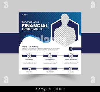 Schützen Sie Ihre finanzielle Zukunft mit unserer Post-Design-Vorlage für soziale Medien für Unternehmen Stock Vektor