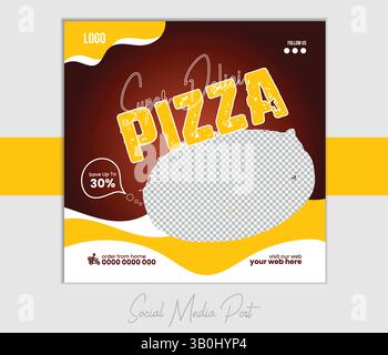 Super leckere Pizza Social Media Post Template für Restaurantwerbung und Marketing Post Design Stock Vektor