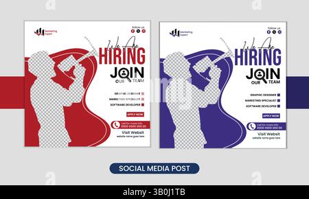 Wir stellen die Ankündigung „Join Our Team“ mit man ein, die Megaphon als Marketingexperten verwendet Stock Vektor