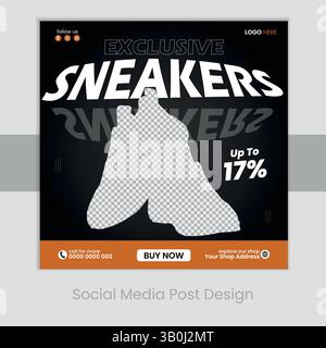 Exklusive Schuh-Aktion mit bis zu 40 % Rabatt auf ein Post-Design mit blauem Hintergrund Stock Vektor