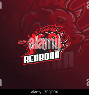 Wildschwein oder Eber Maskottchen Logo Vektor Illustration Stock Vektor