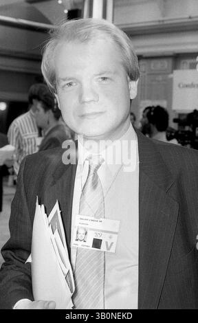 William Hague, Parteimitglied der Konservativen Partei pf für Richmond, North Yorkshire, nimmt am 10. Oktober 1989 an der Parteikonferenz in Blackpool, England Teil. Im Juni 1997 wurde er zum Parteivorsitzenden gewählt. Stockfoto