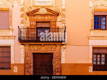 Heilige Herzschule für Säuglinge. Villanueva de los Infantes, Ciudad Real, Castilla–La Mancha, Spanien, Europa Stockfoto