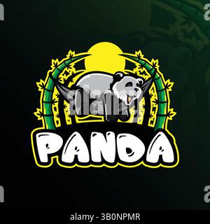 panda Maskottchen Logo Design Vektor mit moderner Illustration Konzept Stil für Abzeichen, Emblem und T-Shirt Druck. Illustration zum Schlafpanda. Stock Vektor