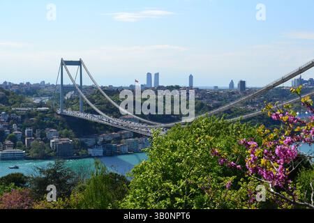 Blick auf die Brücke von Istanbul vom Otagtepe Park Stockfoto