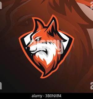 Vektor im Maskottchendesign mit Fox-Logo und modernem Emblem-Stil. fox Head Illustration für Sportmannschaft und Print-T-Shirt. Stock Vektor