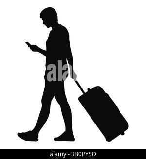 Junge Reisende Mit Smartphone Silhouette | Traveler | Smartphone | Silhouette Stock Vektor