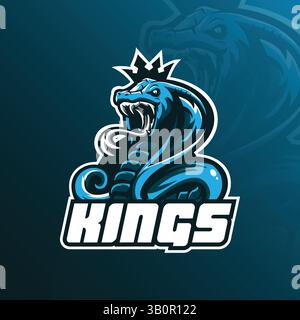king Cobra Maskottchen Logo Design Vektor mit modernem Illustrationskonzept Stil für Abzeichen, Emblem und T-Shirt Druck. Illustration der wütenden Kobra. Stock Vektor