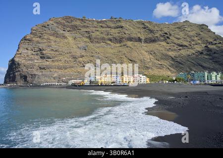 Sandstrand in Puerto de Tazacorte, La Palma, Spanien *** Sandstrand in Puerto de Tazacorte, La Palma, Spanien Stockfoto