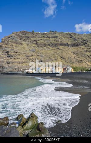 Sandstrand in Puerto de Tazacorte, La Palma, Spanien *** Sandstrand in Puerto de Tazacorte, La Palma, Spanien Stockfoto