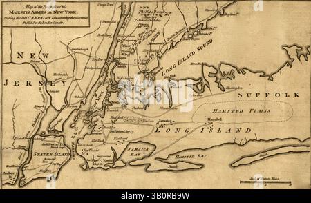 6. Juni 1776 - New York, USA - Erfolg der britischen Armeen während des Amerikanischen Unabhängigkeitskrieges in New York - Karte des Fortschritts der Armeen seiner Majestät in New York während des späten Feldzugs (Credit Image: © BuyEnlarge/ZUMAPRESS.com) Stockfoto