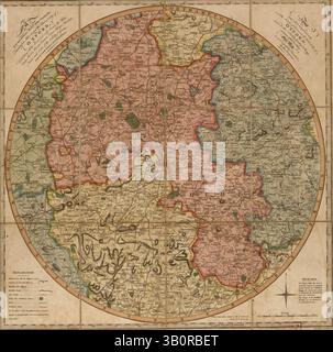1805 - London, England, Großbritannien - Oxford University Area Pocket Guide, eine neue und genaue Karte des Landes für 25 Meilen um die Universität Oxford : mit allen direkten und kreuzenden Straßen, Hügeln, Tälern, Wäldern, Flüssen, Kanäle, Städte, Dörfer, Weiler, Parks, und Sitze des Adels und des Adels. (Kreditbild: © BuyEnlarge/ZUMAPRESS.com) Stockfoto