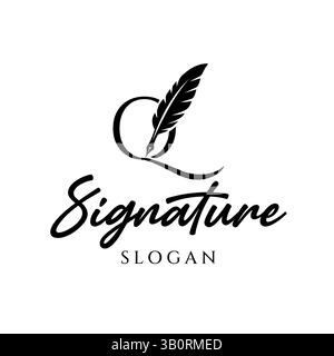 Quill Pen mit Buchstabe Q für Author oder Publishing Logo Stock Vektor