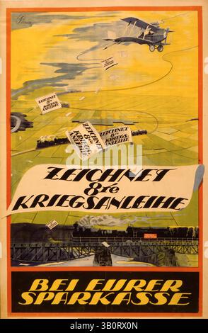 1918 - Österreich - Zeichnet 8te Kriegsanleihe bei Eurer Sparkasse; abonnieren Sie das Darlehen des 8. Krieges bei Ihrer Sparkasse. (Kreditbild: © BuyEnlarge/ZUMAPRESS.com) Stockfoto