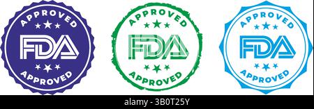 Von der FDA genehmigte Abzeichen. FDA-Zulassung. US Food and Drug Administration FDA genehmigte Vektorstempel Stock Vektor