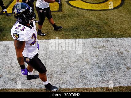 15. Januar 2011: Willis McGahee #23 während des NFL-Spiels zwischen den Baltimore Ravens und den Pittsburgh Steelers im Heinz Field. (Bild: © Jason Pohuski/Cal Sport Media/ZUMAPRESS.com) Stockfoto