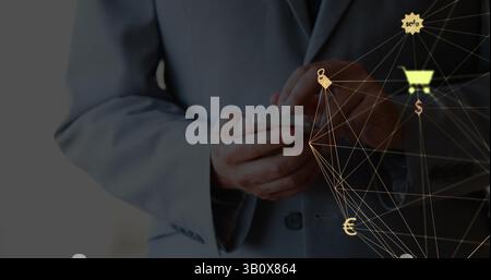 Globales Business, Netzwerk, Verbindungen und Technologiekonzept digital generiertes Bild Stockfoto