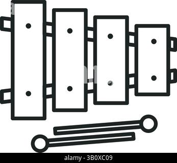 Xylophon mit Schlägern. Vektorabbildung Stock Vektor