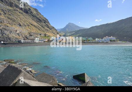Sandstrand in Puerto de Tazacorte, La Palma, Spanien Stockfoto