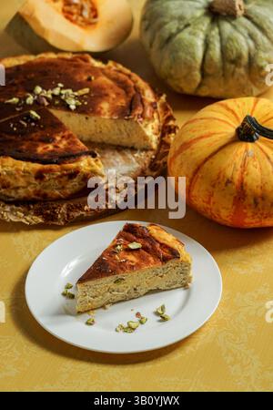 Kürbis san sebastian verbrannter Käsekuchen Stockfoto