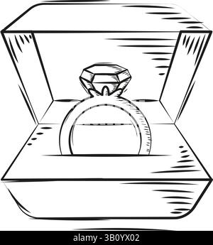 Symbol für handgezeichnete Ringbox. Vektorabbildung Stock Vektor