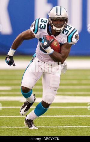 12. September 2010: Carolina Panthers Running Back Mike Goodson (33) lief mit dem Ball während des NFL-Spiels zwischen den Carolina Panthers und den New York Giants im New Meadowlands Stadium in East Rutherford, New Jersey. (Bild: © Chris Szagola/Cal Sport Media/ZUMApress.com) Stockfoto