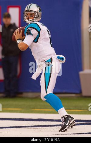 12. September 2010: Der Carolina Panthers Quarterback Jimmy Clausen (2) fällt im New Meadowlands Stadium in East Rutherford, New Jersey, zurück, um zu passieren. The Giants Beat the Panthers, 31-18.(Bild: © Chris Szagola/Cal Sport Media/ZUMApress.com) Stockfoto