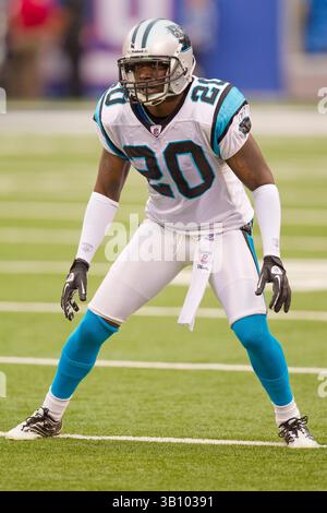 12. September 2010: Carolina Panthers Cornerback Chris Gamble (20) auf dem Feld während des Spiels zwischen den Carolina Panthers und den New York Giants im New Meadowlands Stadium in East Rutherford, New Jersey. The Giants Beat the Panthers, 31-18.(Bild: © Chris Szagola/Cal Sport Media/ZUMApress.com) Stockfoto