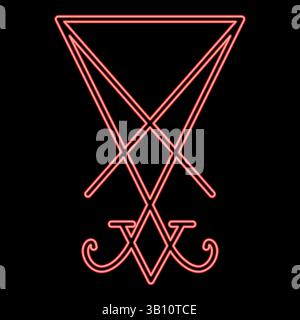 Neon luzifers Zeichen Dichtung Satan Luzifer Symbol rote Farbe Vektor Illustration Bild flache Stil Licht Stock Vektor