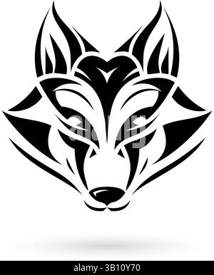 Illustration eines Wolfskopfes, perfekt für Abzeichen, Logos, T-Shirt-Designs, Symbole, Maskottchen und Tattoos Stock Vektor