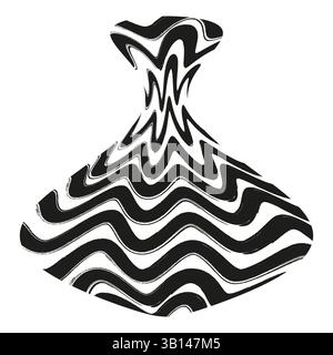 Abstrakte Vasenform. Wellige Textur. Monochrome optische Täuschung. Vektorskulpturelement. Stock Vektor