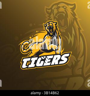Tiger Maskottchen Logo Vektor Illustration. Stock Vektor