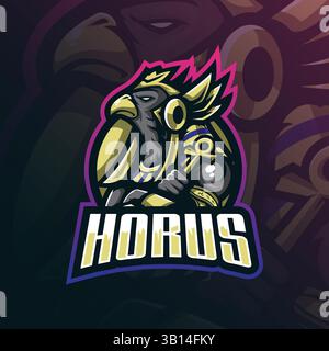 horus Mascot Logo Design Vektor mit modernem Illustrationskonzept Stil für Abzeichen, Emblem und T-Shirt Druck. gott-horus-Illustration für die Sportmannschaft. Stock Vektor