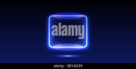 Bunte Neonlichter, die in Grün, Blau, weiß, Rosa und Violett auf abstraktem Hintergrund blinken. Kreis, Rechteck, Sechskant, verschiedene Formen. Eps 10. Stock Vektor