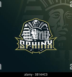 sphinx Mascot Logo Design Vektor mit modernem Illustrationskonzept Stil für Abzeichen, Emblem und T-Shirt Druck. Abbildung der Kopfsphinx. Stock Vektor