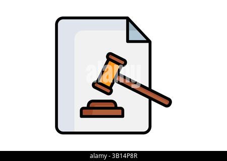 Symbol „Prozess“. Symbolstil für farbige Umrisse. Symbol für Recht und Gerechtigkeit. Vektorillustration für Regelelemente Stock Vektor