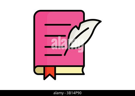 Quill-Symbol. Symbolstil für farbige Umrisse. Symbol für Recht und Gerechtigkeit. Vektorillustration für Regelelemente Stock Vektor