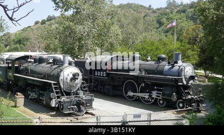 Los Angeles, Kalifornien, USA 22. April 2025 Züge im Travel Town Museum am Earth Day im Griffith Park am 22. April 2025 in Los Angeles, Kalifornien, USA. Foto: Barry King/Alamy Stock Photo Stockfoto