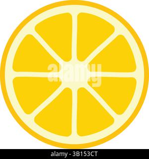 Flaches gelbes Zitrusfrucht Slice Symbol oder frische Orange oder Zitrone Vektor Illustration Stock Vektor