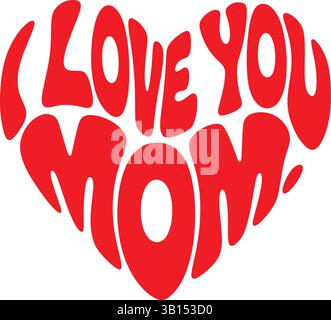 Ich liebe dich Mama Herz Typografie Vektor Illustration Stock Vektor