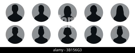 Standardvektor Für Avatar-Profil. Bild Des Social-Media-Benutzers. Silhouetten oder Symbole für Männer und Frauen. Alle Objekte sind isoliert. Stock Vektor