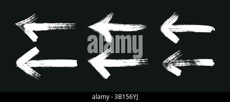 Grunge Arrows Kollektion. Vektorsatz des Pfeilzeichensymbols - Grunge erodiert. Handgezeichnete Pinselpfeile in verschiedene Richtungen. Stock Vektor