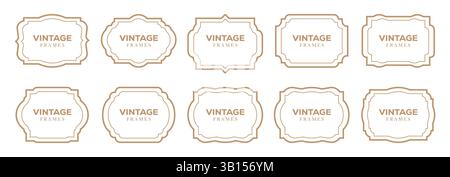 Verzierte Ränder. Vintage-Rahmen isoliert auf weißem Hintergrund. Dekorativer Rahmen. Vintage-Etiketten und Rahmen, Vektorillustration. Stock Vektor